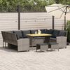 vidaXL 4-delige Loungeset met kussens poly rattan grijs