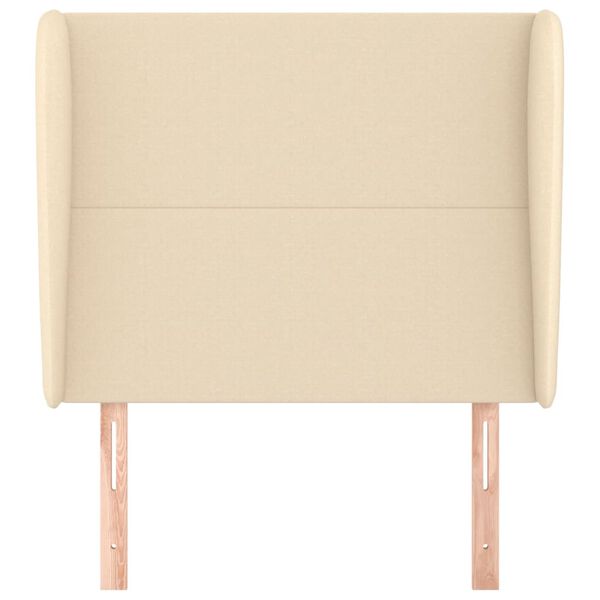 vidaXL Hoofdbord met randen 93x23x118/128 cm stof cr&egrave;mekleurig