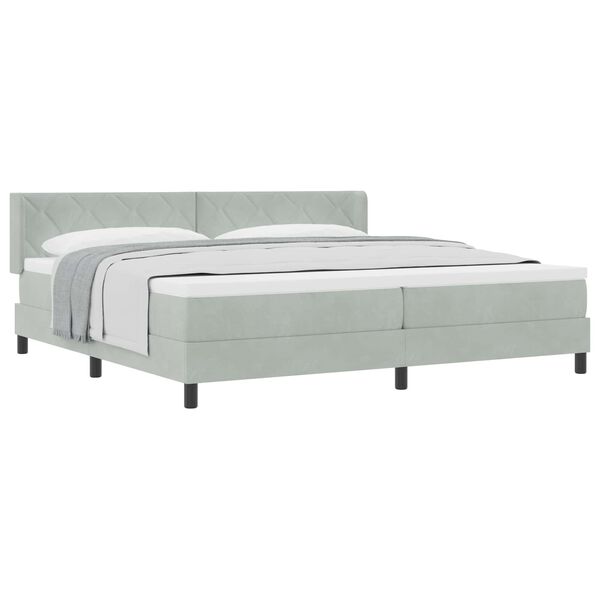 vidaXL Boxspringbed met matras Lichtgrijs 200 x 200 cm Polyester