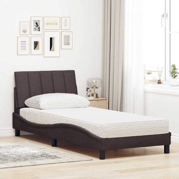vidaXL Bed met matras "Hanko" stof donkerbruin 90x190 cm