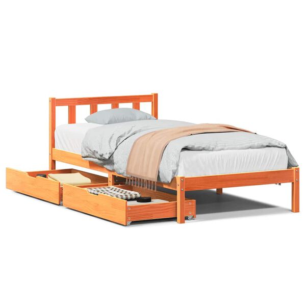 vidaXL Bedframe zonder matras massief grenenhout wasbruin 90x190 cm