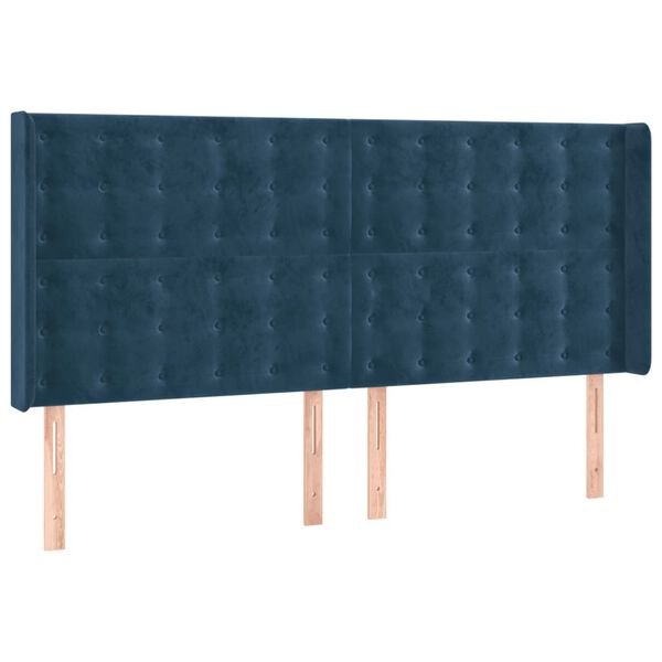 vidaXL Hoofdbord LED 203x16x118/128 cm fluweel donkerblauw