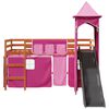 vidaXL Kinderhoogslaper met toren 80x200 cm massief grenenhout roze