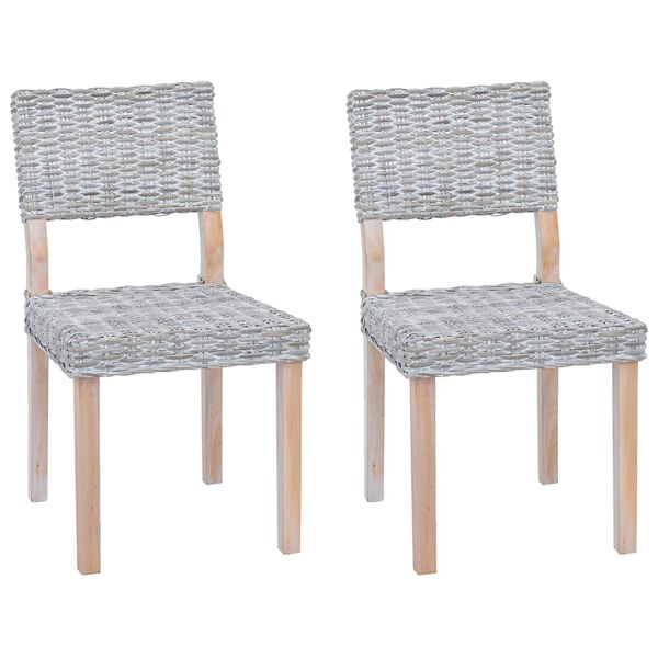 vidaXL Eetkamerstoel 2 pcs Wit gewassen 46 x 55 x 84 cm Kubu Rattan