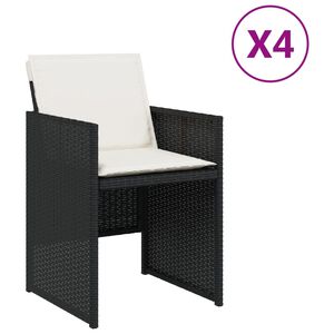 vidaXL Tuinstoelen 4 st met kussens poly rattan zwart