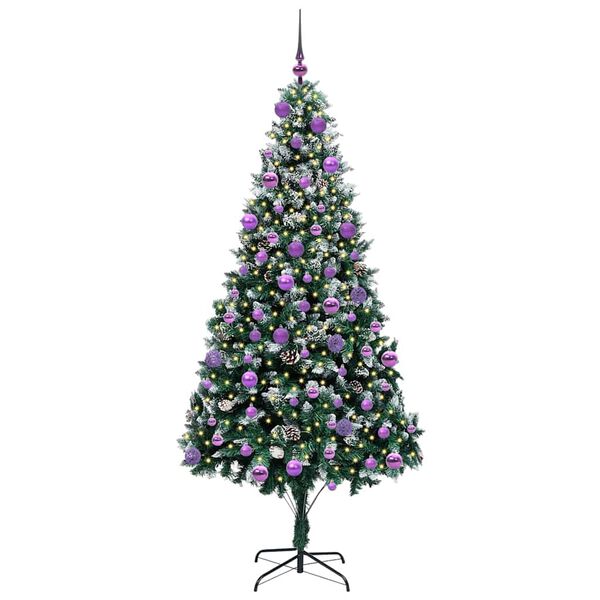 vidaXL Kunstkerstboom Groen 210 cm PVC en Staal en Kunststof
