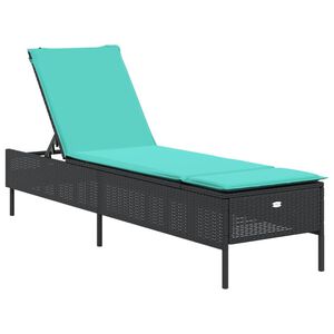 vidaXL Ligstoel met kussen, zwart polyrotan