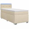 vidaXL Boxspring Bed met Matras en LED Cr&egrave;mekleurig 80 x 200 cm Stof