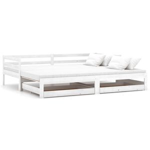 vidaXL Slaapbank uitschuifbaar massief grenenhout wit 2x(90x200) cm
