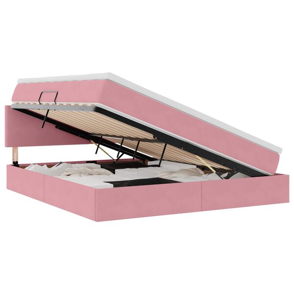 vidaXL Opbergbed met LED met matras met LED Roze 180 x 200 cm Fluweel