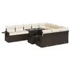 vidaXL 11-delige Loungeset met kussens poly rattan bruin