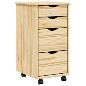 vidaXL Rolkast met Bureau MOSS 34 x 39 x 65,5 cm Massief grenenhout