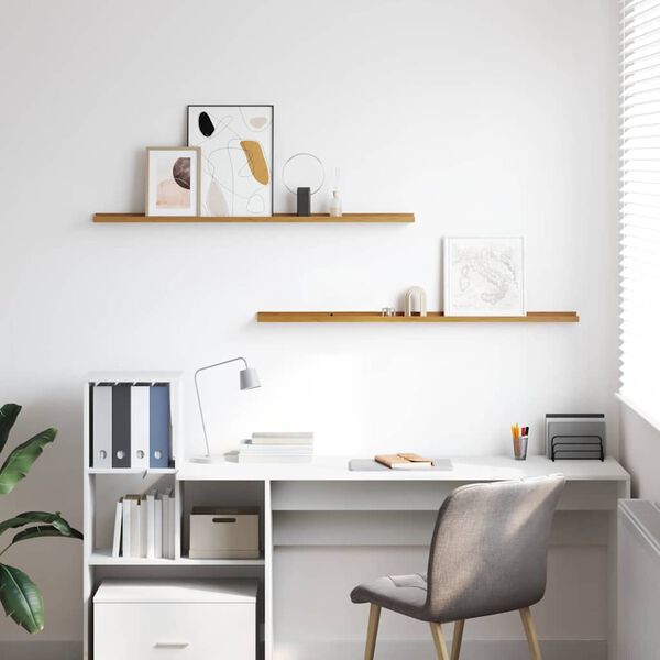 vidaXL Wandplank met plank 2 pcs Beige 115 x 9 x 3 cm Bewerkt hout