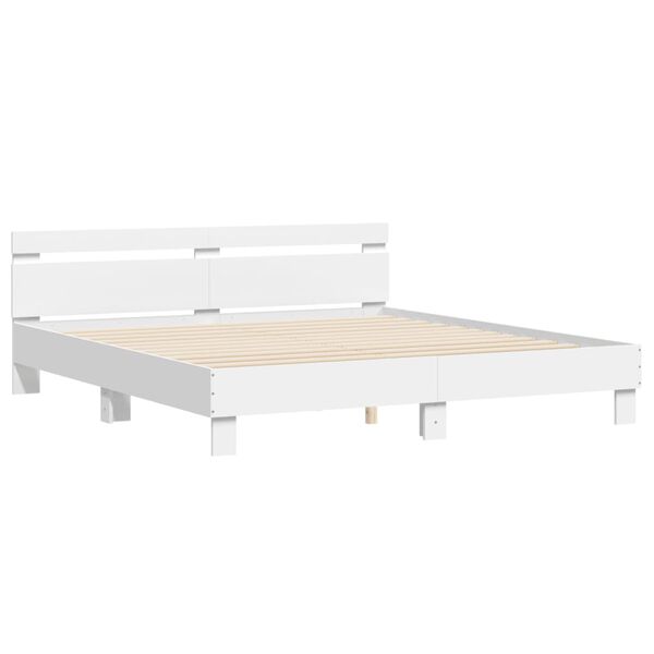 vidaXL Bedframe met hoofdbord bewerkt hout wit 180x200 cm