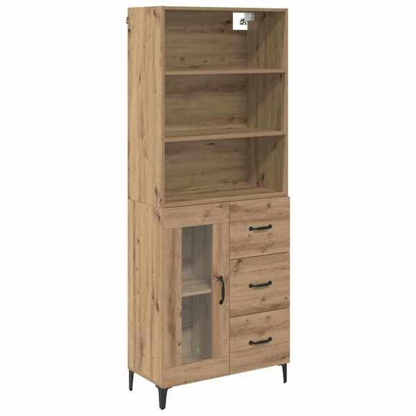 vidaXL Hoge kast Artisan Eiken 69,5 x 34 x 180 cm Bewerkt hout