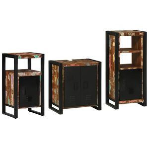 vidaXL Badkamermeubelset 3 st Multikleur en Zwart 55 x 35 x 60 cm