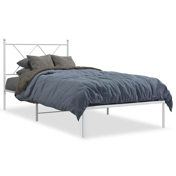 vidaXL Bedframe met hoofdbord metaal wit 90x190 cm