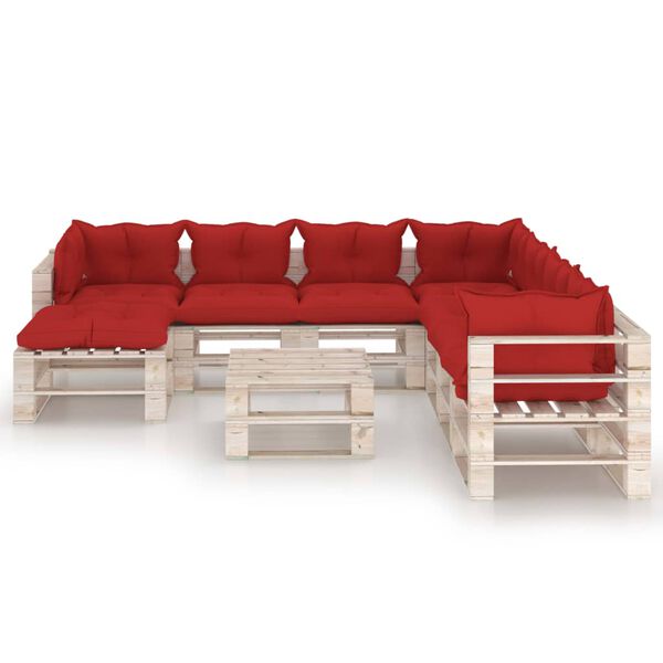 vidaXL 9-delige Loungeset met kussens pallet grenenhout