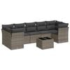 vidaXL 8-delige Loungeset met kussens poly rattan grijs