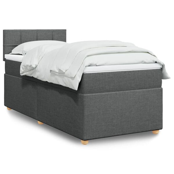 vidaXL Boxspring met matras stof donkergrijs 90x190 cm