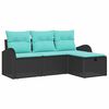 vidaXL Tuin Sofa Set 4 st Zwart poly rattan