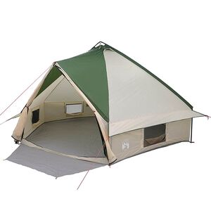 vidaXL Teepee Tent met dak met opslag Groen en Wit 490 x 410 x 210 cm