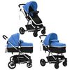 vidaXL Kinderwagen 2-in-1 aluminium blauw en zwart