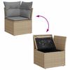 vidaXL Tuinhoekbank met kussens poly rattan beige