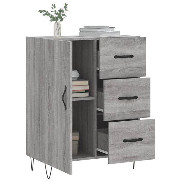 vidaXL Dressoir 69,5x34x90 cm bewerkt hout grijs sonoma eikenkleurig