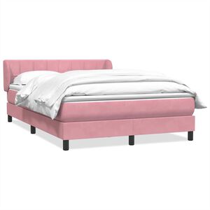 vidaXL Boxspring met matras fluweel roze 140x220 cm