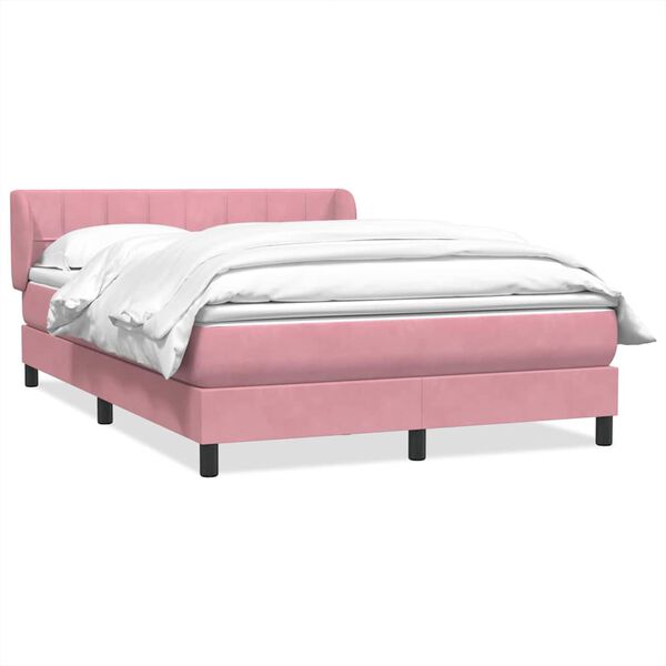 vidaXL Boxspring met matras fluweel roze 140x220 cm