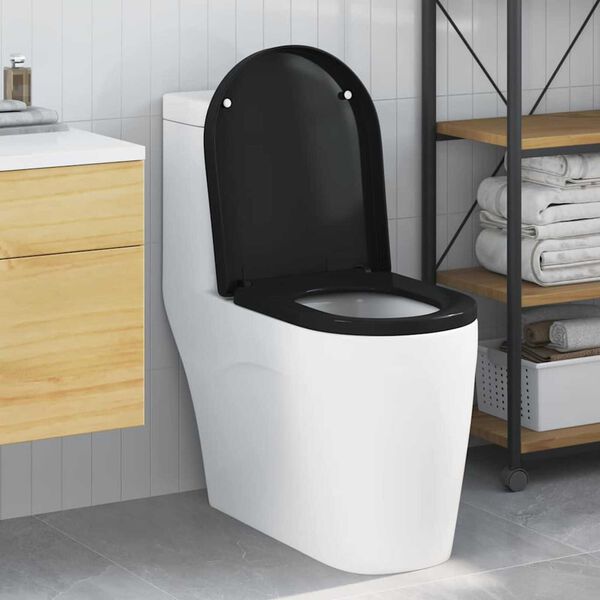 vidaXL Toiletzitting Zwart 48 x 36,5 x 4,5 cm Polypropyleen