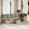 vidaXL 8-delige Loungeset met kussens poly rattan beige