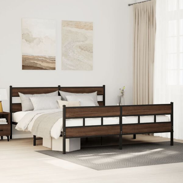 vidaXL Bedframe zonder matras metaal bruin eikenkleur 180x200 cm