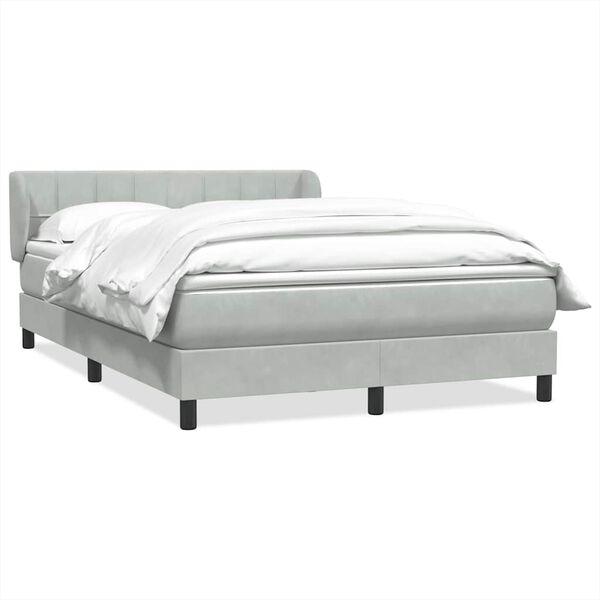 vidaXL Boxspring met matras fluweel lichtgrijs 160x220 cm