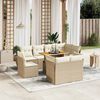 vidaXL 9-delige Loungeset met kussens poly rattan beige