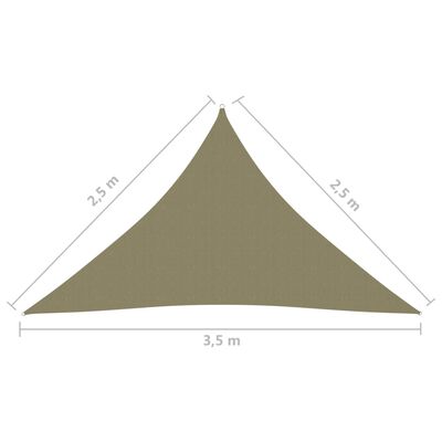 vidaXL Zonnescherm driehoekig 2,5x2,5x3,5 m oxford stof beige