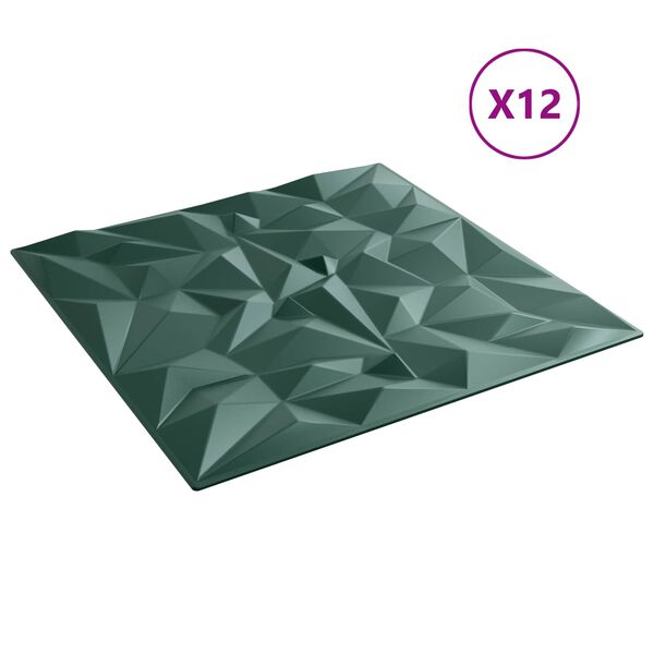vidaXL Wandpanelen 12 pcs Amethist Groen 50 x 50 cm XPS Schuim