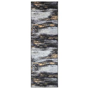 vidaXL Vloerkleedloper LESAKA Zwart en Goud 50 x 450 cm Diamantvelours