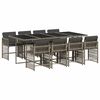vidaXL 9-delige Tuinset met kussens poly rattan grijs