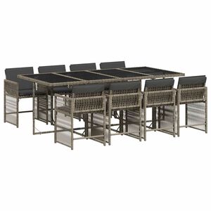 vidaXL 9-delige Tuinset met kussens poly rattan grijs
