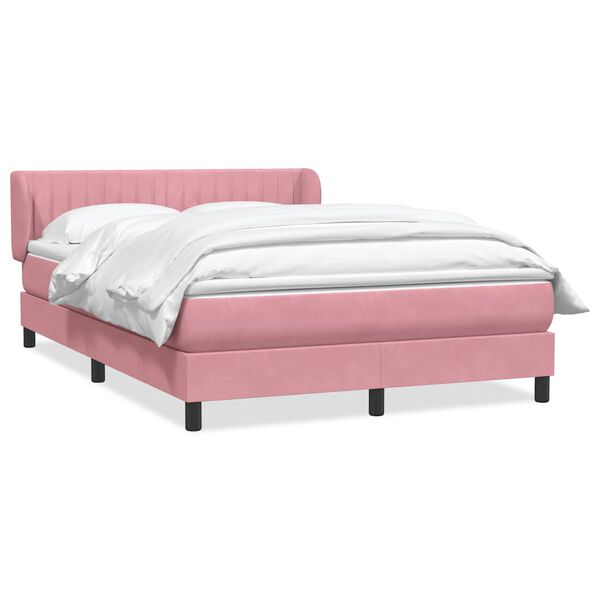 vidaXL Boxspring met matras fluweel roze 140x220 cm