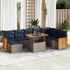 vidaXL 11-delige Loungeset met kussens poly rattan acacia grijs