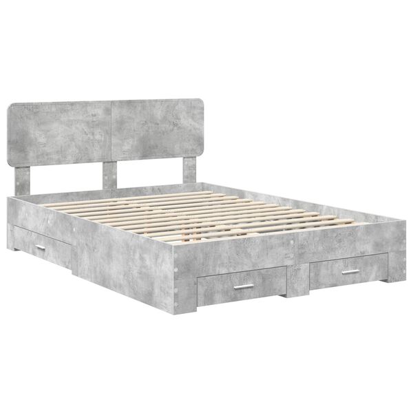 vidaXL Bedframe met hoofdeinde Beton Grijs 150 x 200 cm Bewerkt hout