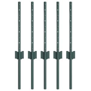 vidaXL ingegraven hekpalen 5 st Groen 80 cm Gepoedercoat staal