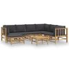 vidaXL 8-delige Loungeset met kussens bamboe donkergrijs