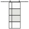 vidaXL Schuifdeur met beslagset 90x205 cm gehard glas zwart