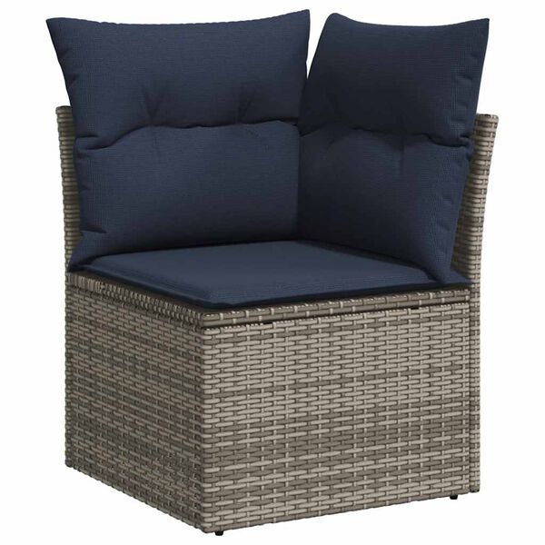 vidaXL 14-delige Loungeset met kussens poly rattan grijs