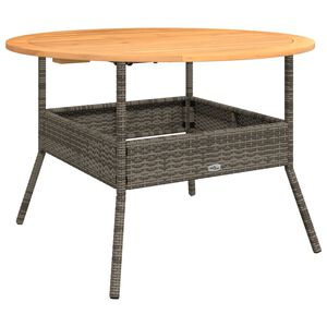 vidaXL Tuintafel met acaciahouten blad &Oslash;110x71 cm poly rattan grijs