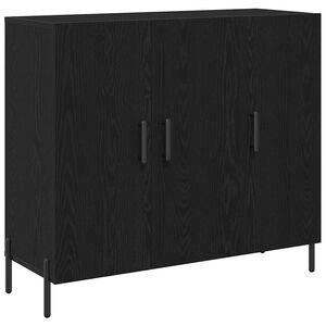 vidaXL Dressoir Zwart Eiken 90 x 34 x 80 cm Bewerkt hout